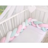 BabyLion Prémium Fonott rácsvédő - Menta-Fehér-Rózsaszín