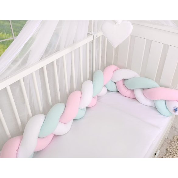 BabyLion Prémium Fonott rácsvédő - Menta-Fehér-Rózsaszín
