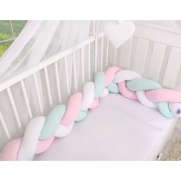 BabyLion Prémium Fonott rácsvédő - Menta-Fehér-Rózsaszín