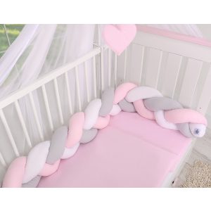 BabyLion Prémium Fonott rácsvédő - Rózsaszín-Szürke-Fehér