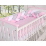 BabyLion Prémium Fonott rácsvédő - Rózsaszín-Szürke-Fehér