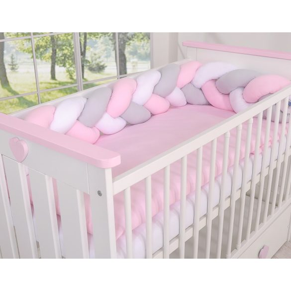 BabyLion Prémium Fonott rácsvédő - Rózsaszín-Szürke-Fehér