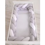 BabyLion Prémium Fonott rácsvédő XXL - Szürke-Fehér-Szürke