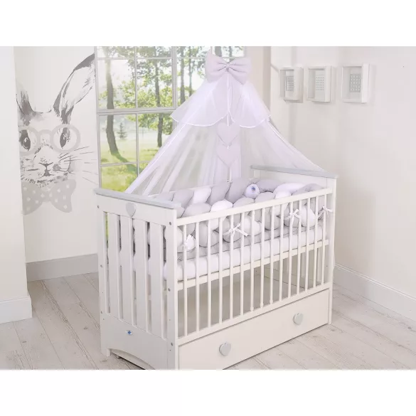 BabyLion Prémium Fonott rácsvédő XXL - Szürke-Fehér-Szürke
