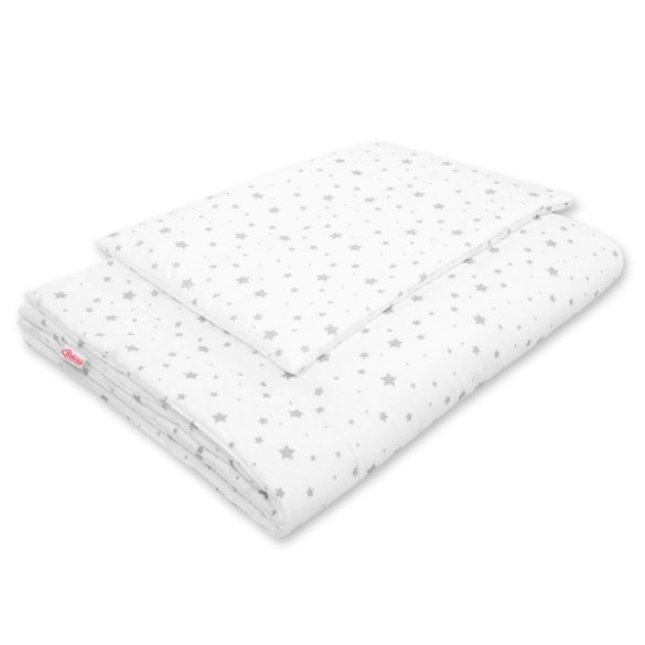 BabyLion Prémium 2 részes ágyneműszett (100x135) - Fehér alapon szürke csillagok
