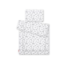   BabyLion Prémium 2 részes ágyneműszett (100x135) - Fehér alapon szürke felhők
