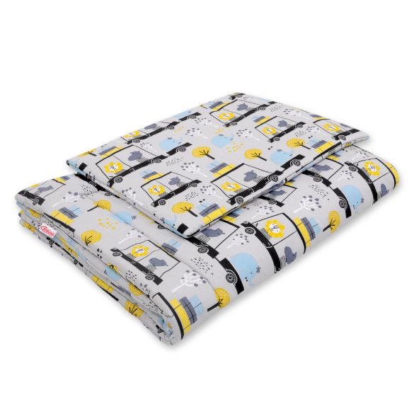 BabyLion Prémium 2 részes ágyneműszett (100x135) - Szürke alapon szafari állatai