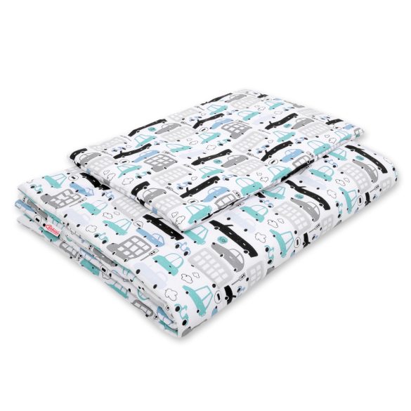 BabyLion Prémium 2 részes ágyneműszett (100x135) - Türkiz autók