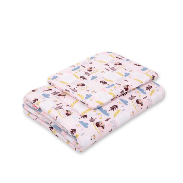 BabyLion Prémium 2 részes ágyneműszett (100x135) - Rózsaszín alapon sünik