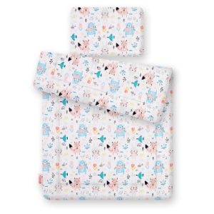 BabyLion Prémium 2 részes ágyneműszett (75x100) - Világoskék maci és barátai