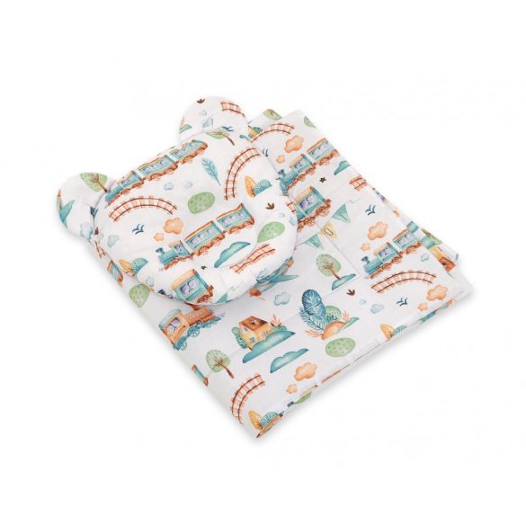 BabyLion Prémium Maci 2 részes ágyneműszett - Vonatok