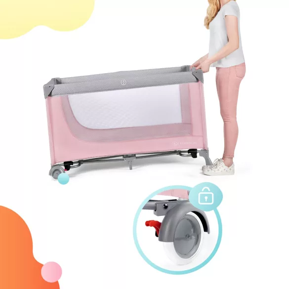 Kinderkraft utazóágy - Leody - állítható magasságú pink