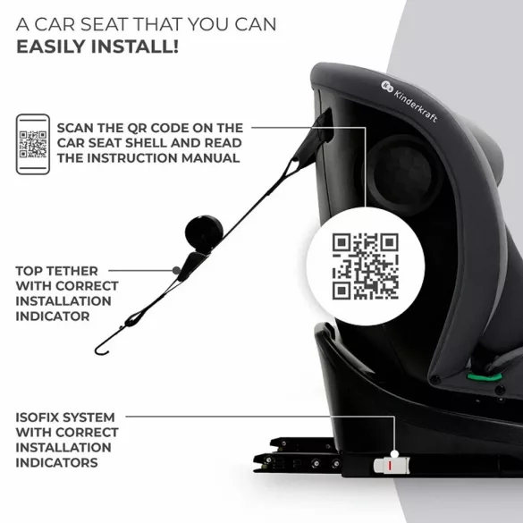Kinderkraft gyerekülés I-Grow i-Size Isofix 40-150cm szürke