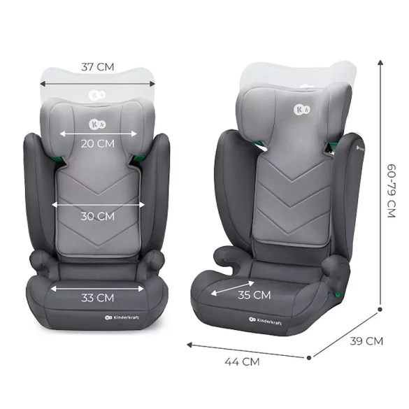 Kinderkraft gyerekülés I-SPARK i-Size 100-150cm szürke