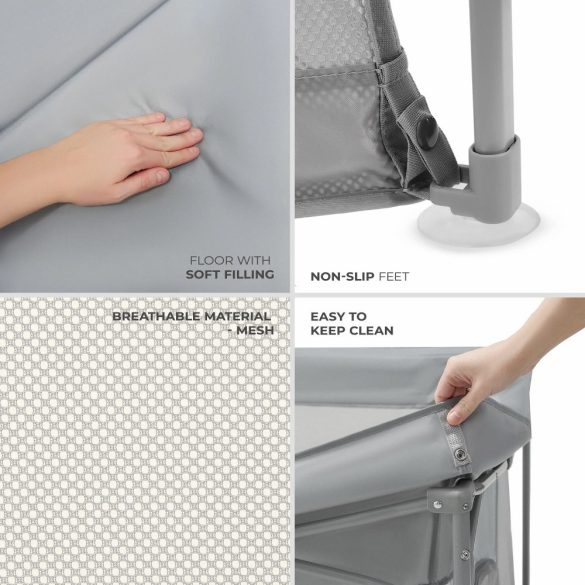 Kinderkraft utazójáróka 127 x 127 cm Ziki  szürke