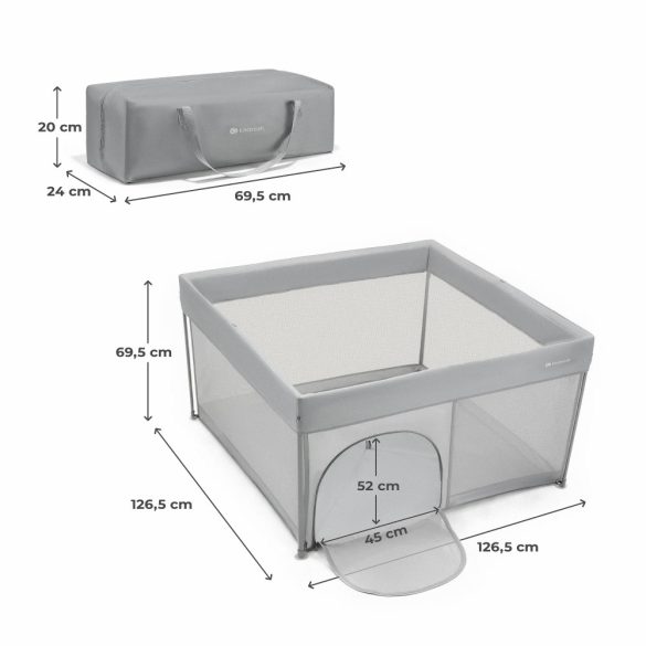 Kinderkraft utazójáróka 127 x 127 cm Ziki  szürke