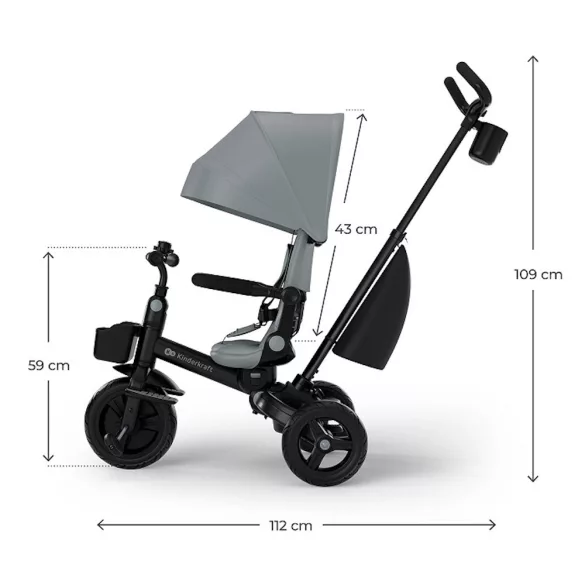 Kinderkraft tricikli 6in1 AVEO 2 PLUS  szürke