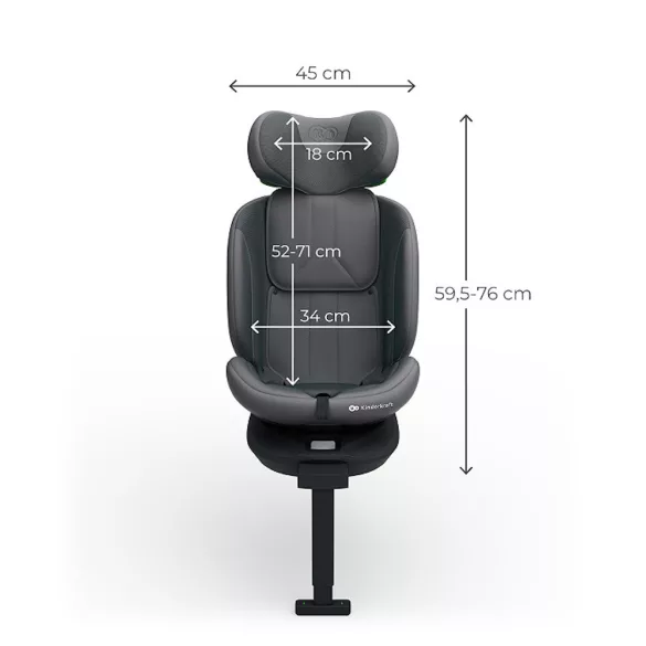 Kinderkraft gyerekülés I-360 Plus 2 i-Size Isofix 40-150cm szürke