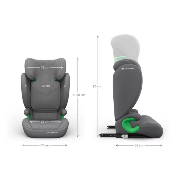 Kinderkraft gyerekülés Junior Fix 2 PLUS i-Size Isofix 100-150cm szürke