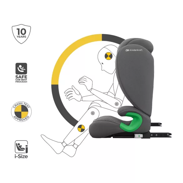 Kinderkraft gyerekülés Junior Fix 2 PLUS i-Size Isofix 100-150cm szürke