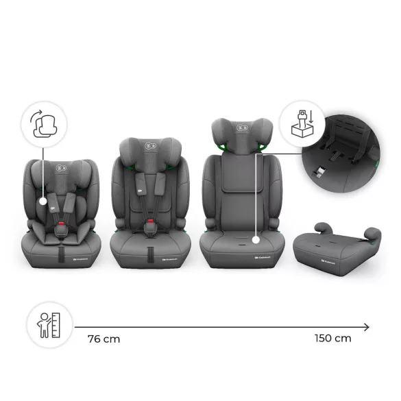 Kinderkraft gyerekülés és ülésmagasító Comfort Up II PLUS i-Size 76-150cm szürke