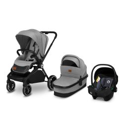   Lionelo Mika 3in1 multifunkciós babakocsi - Grey Stone + Astrid I-Size babahordozó - Black Grey