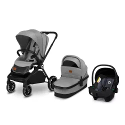   Lionelo Mika 3in1 multifunkciós babakocsi - Grey Stone + Astrid I-Size babahordozó - Black Grey
