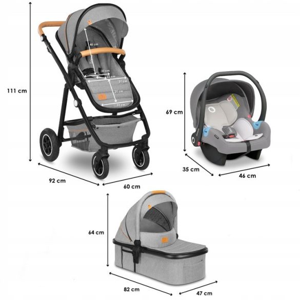 Lionelo Amber 3in1 multifunkciós babakocsi - Grey Stone