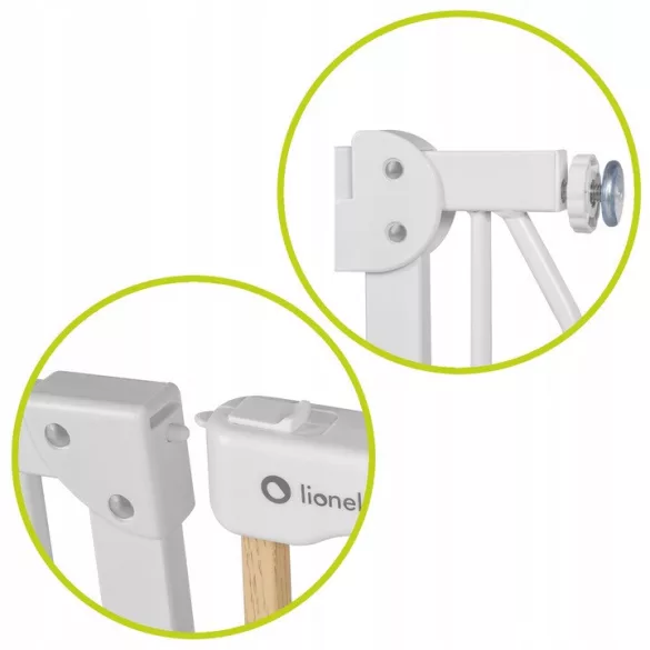 Lionelo Truus Slim biztonsági ajtórács - White Natural (75-105 cm) 2 db toldóval!