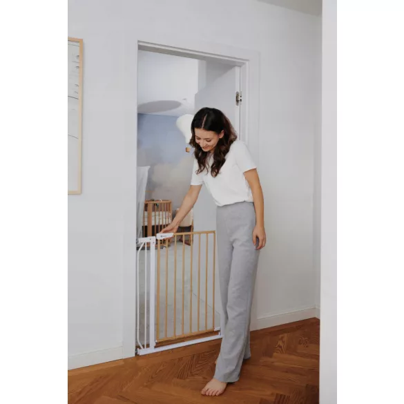 Lionelo Truus Slim biztonsági ajtórács - White Natural (75-105 cm) 2 db toldóval!