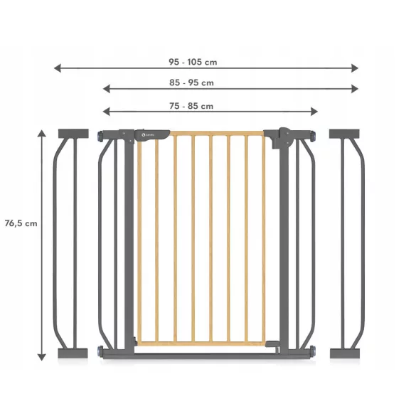 Lionelo Truus Slim biztonsági ajtórács - Grey Graphite (75-105 cm) 2 db toldóval!