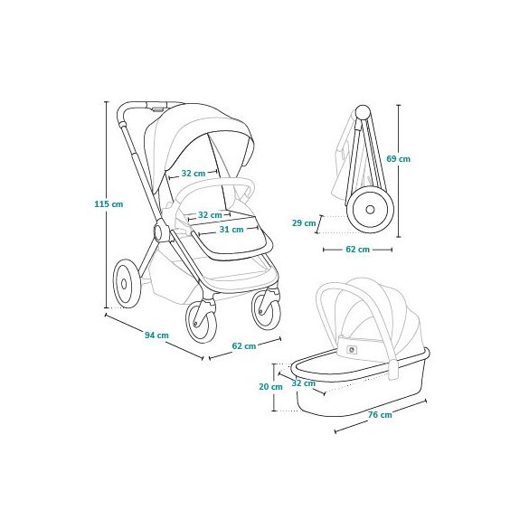 Lionelo Layla 2in1 multifunkciós babakocsi - Green Forest