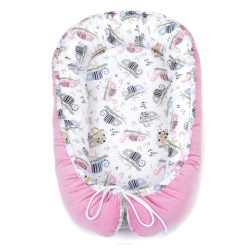   MTT Velvet babafészek - Rózsaszín és bézs kaméleonok - Rózsaszín háttal