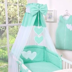   BabyLion Prémium baldachin függöny - Menta - szívecskével