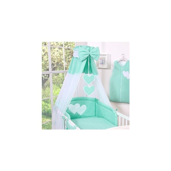 BabyLion Prémium baldachin függöny - Menta - szívecskével