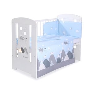 BabyLion Prémium 3 részes ágyneműhuzat szett - Kék - repülős farkas