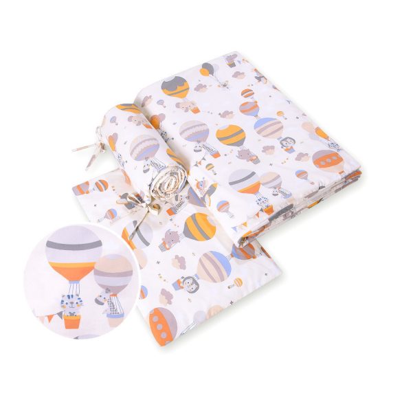 BabyLion Prémium 3 részes ágyneműhuzat szett - Szürke-sárga léggömök