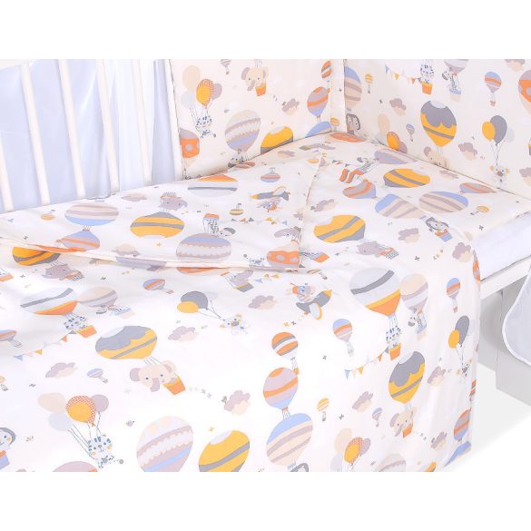 BabyLion Prémium 3 részes ágyneműhuzat szett - Szürke-sárga léggömök