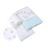 BabyLion Prémium 3 részes ágyneműhuzat szett - Menta - nyuszi és barátai