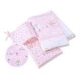 BabyLion Prémium 3 részes ágyneműhuzat szett - Kedves madarak - Rózsaszín