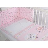 BabyLion Prémium 3 részes ágyneműhuzat szett - Kedves madarak - Rózsaszín