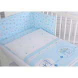 BabyLion Prémium 3 részes ágyneműhuzat szett - Kedves madarak - Kék