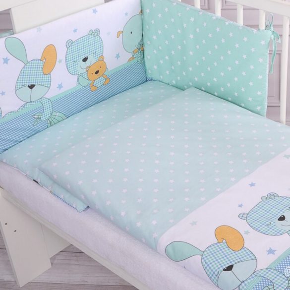 BabyLion Prémium 5 részes ágyneműhuzat szett - Kék macik