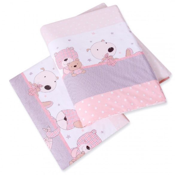 BabyLion Prémium 5 részes ágyneműhuzat szett - Rózsaszín macik