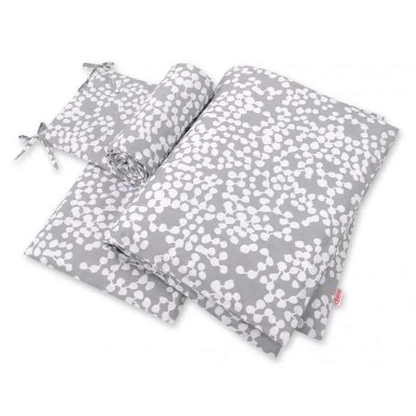 BabyLion Prémium 3 részes ágyneműhuzat szett - Szürke buborékok