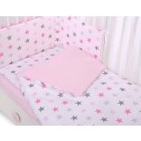 BabyLion Prémium 3 részes ágyneműhuzat szett - Rózsaszín csillagok