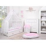 BabyLion Prémium 5 részes ágyneműhuzat szett -Rózsaszín - Szürke felhők