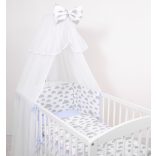 BabyLion Prémium 5 részes ágyneműhuzat szett - Kék - Szürke felhők