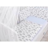 BabyLion Prémium 5 részes ágyneműhuzat szett - Kék - Szürke felhők