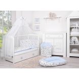 BabyLion Prémium 5 részes ágyneműhuzat szett - Kék - Szürke felhők